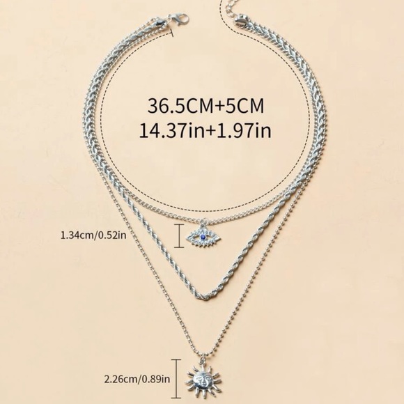 2/$10 NEW! Sun Charm Multilayer Necklace Boho Hamsa Spiritual - Picture 8 of 9